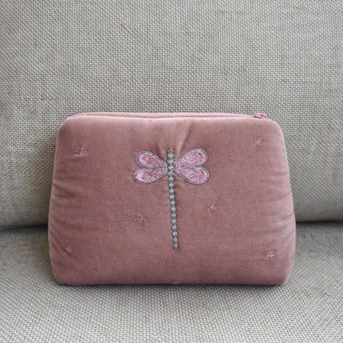 Dragonfly embroidered velvet bag/VN01.3