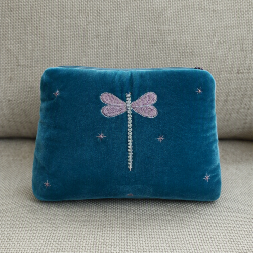 Dragonfly embroidered velvet bag/VN01.1