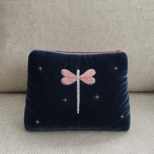 Dragonfly embroidered velvet bag/VN01.4