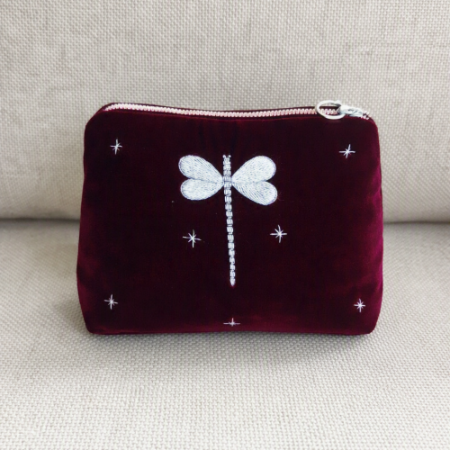 Dragonfly embroidered velvet bag/VN01.5