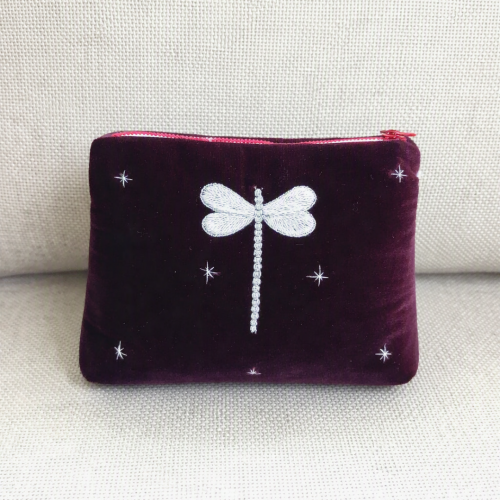 Dragonfly embroidered velvet bag/VN01.6